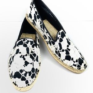 Cole Haan Black & White Espadrille Slip Ons